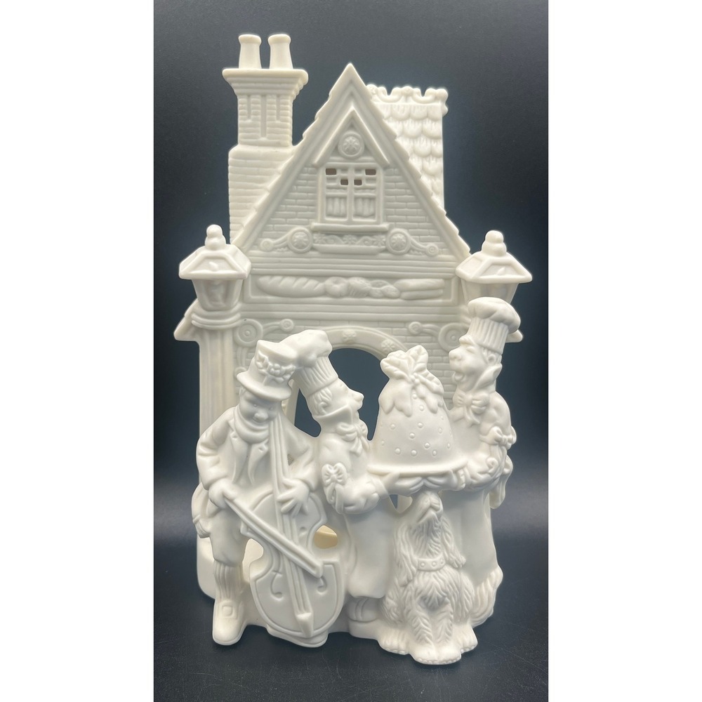 Partylite White Bisque Porcelain Victorian Carolers Christmas Candle Holder Vtg